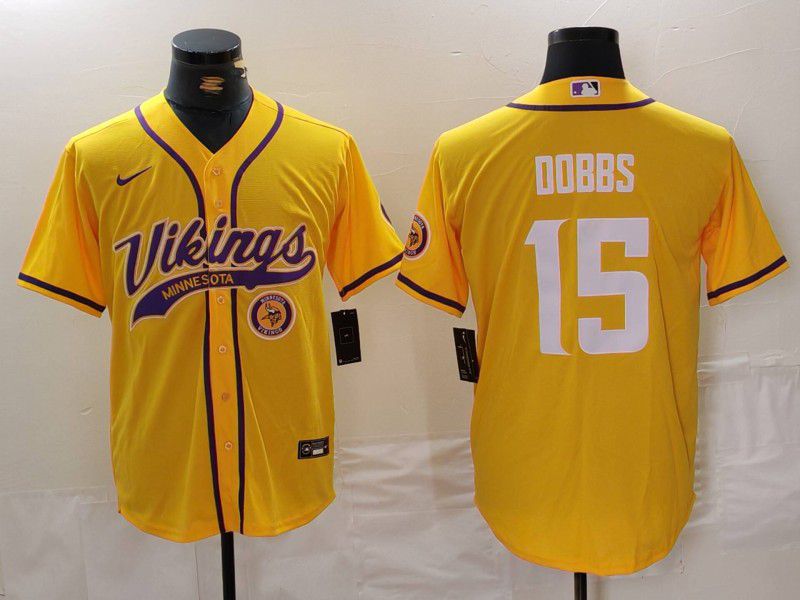 Men Minnesota Vikings #15 Dobbs Yellow Joint Name 2024 Nike Limited NFL Jersey style 3->minnesota vikings->NFL Jersey